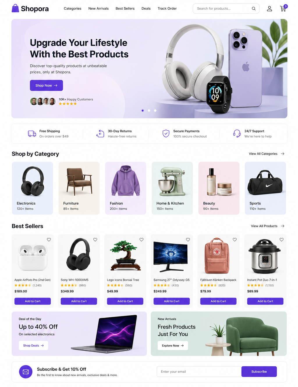 Lifestyle e-commerce website demonstration
